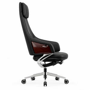 1828A High Back Leather Chair - Black Side view