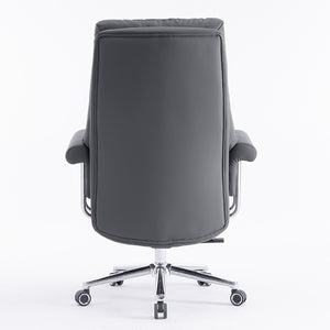 807 High Back Leather Chair - Dark Grey Back view