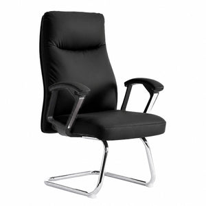 811C Mid Back Leather Guest Chair - Black