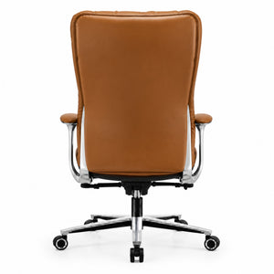 1809A High Back Leather Chair - Brown Back view