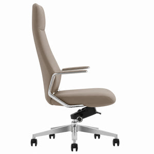 HG61A High Back Leather Chair - Light Grey Side view