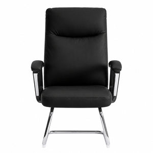 811C Mid Back Leather Guest Chair - Black Front view
