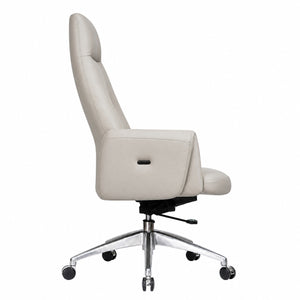 815A High Back Leather Chair - Light Grey Side view