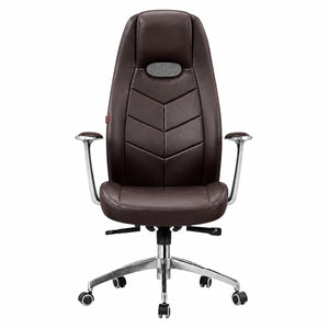 JA19 High Back Leather Chair - Coffee Front view