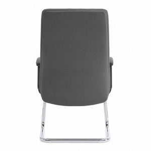811C Mid Back Leather Guest Chair - Dark Grey Front view