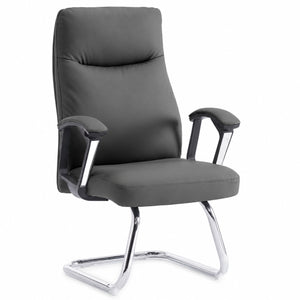 811C Mid Back Leather Guest Chair - Dark Grey