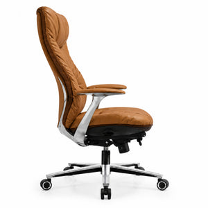 1809A High Back Leather Chair - Brown Side view