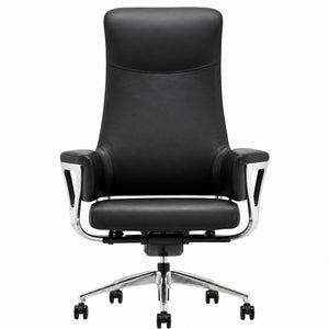 9011 High Back Leather Chair - Black Front view
