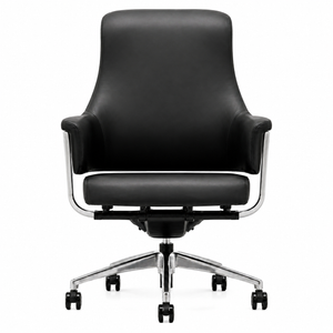 9011A Mid Back Leather Chair - Black Front view