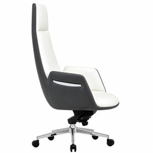 6830A High Back Leather Chair - White Side view