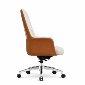 B2601-1 Mid Back Leather Chair - Cream Side view