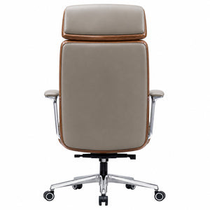 GATSBY High Back Leather Chair - Light Grey Back view