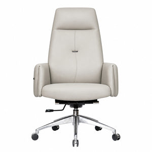 815A High Back Leather Chair - Light Grey Front view