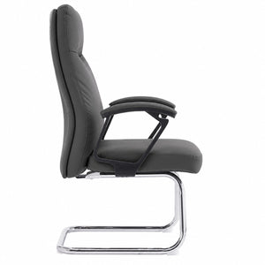 811C Mid Back Leather Guest Chair - Dark Grey Front view