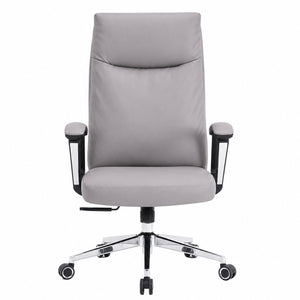 811A High Back Leather Chair - Light Grey Front view
