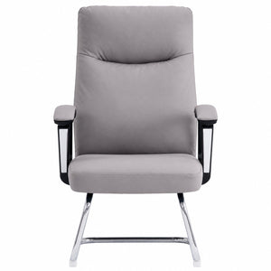 811C Mid Back Leather Guest Chair - Light Grey Front view