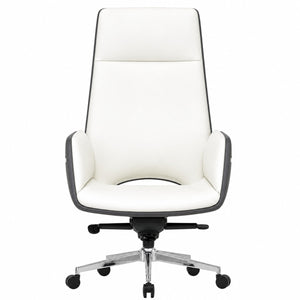 6830A High Back Leather Chair - White Front view