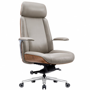 GATSBY High Back Leather Chair - Light Grey