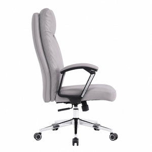 811A High Back Leather Chair - Light Grey Side view