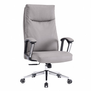 811A High Back Leather Chair - Light Grey