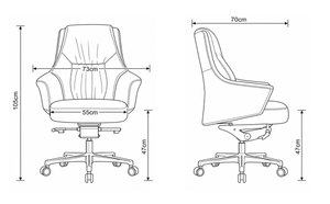 8597B Mid Back Leather Chair Dimensions