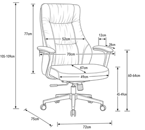 1809A High Back Leather Chair Dimensions