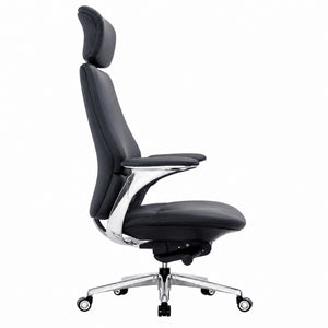 BUTTERFLY High Back Leather Chair - Black Side view