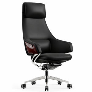 1828A High Back Leather Chair - Black