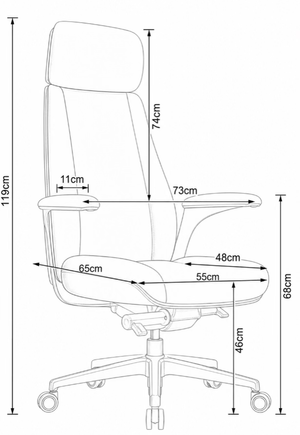GATSBY High Back Leather Chair Dimensions