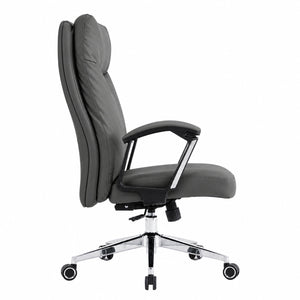 811A High Back Leather Chair - Dark Grey Side view