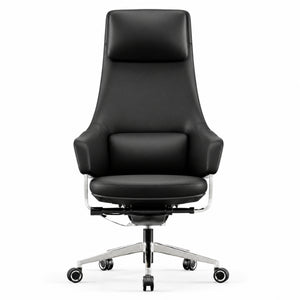 1828A High Back Leather Chair - Black Front view