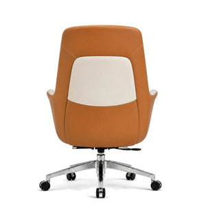B2601-1 Mid Back Leather Chair - Cream Back view