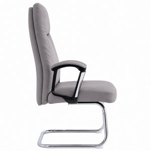 811C Mid Back Leather Guest Chair - Light Grey Front view