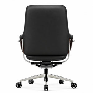 1828B Mid Back Leather Chair - Black Back view