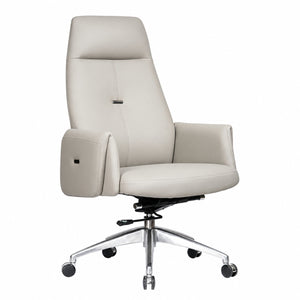 815A High Back Leather Chair - Light Grey