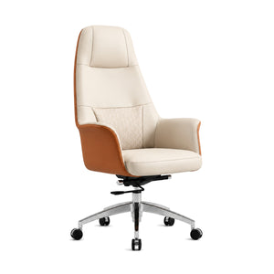 A2601-1 High Back Leather Chair - Cream