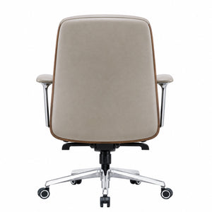 GATSBY Mid Back Leather Chair - Light Grey Back view