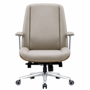 GATSBY Mid Back Leather Chair - Light Grey Front view