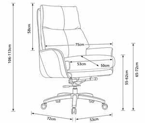2206B Mid Back Leather Chair Dimensions