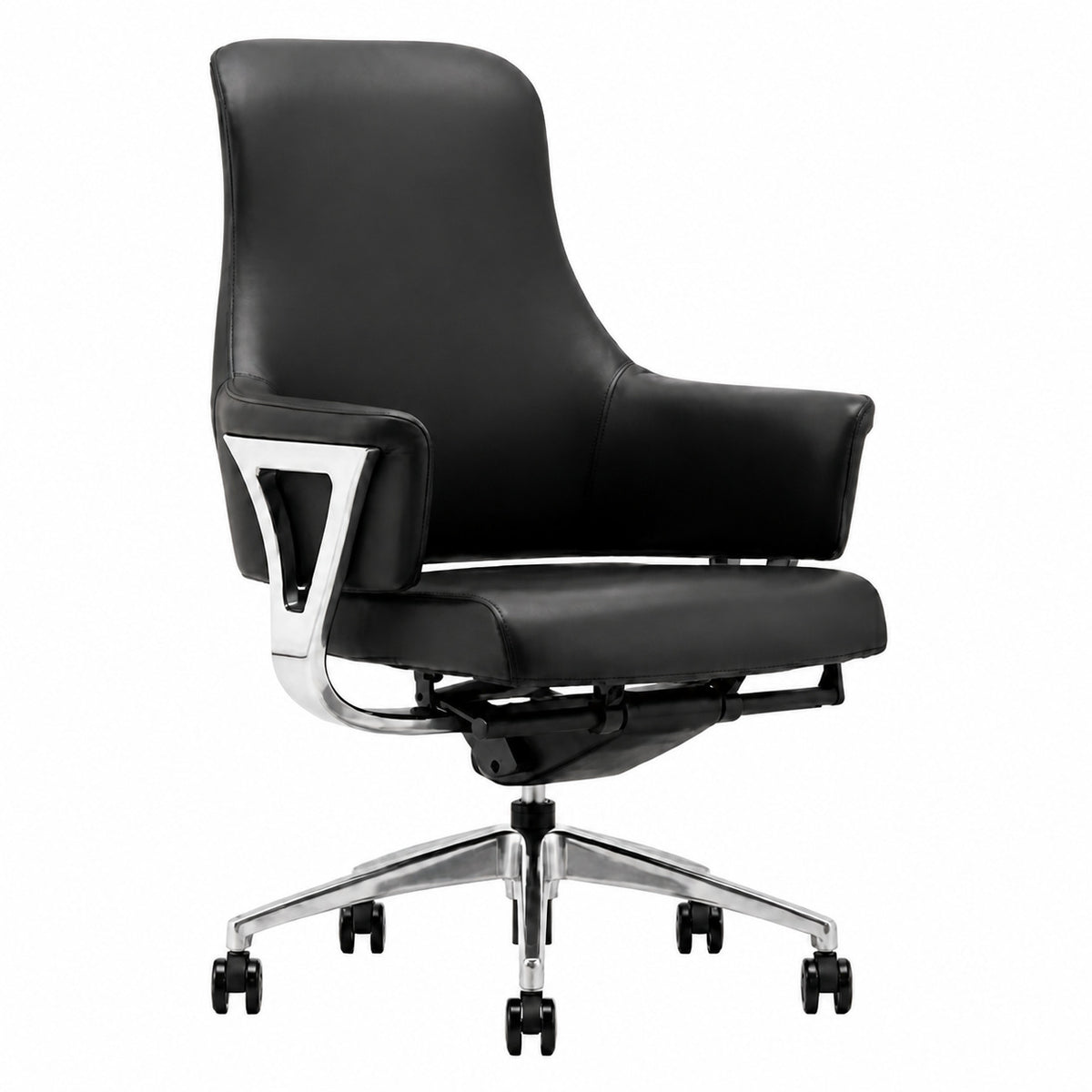 9011A Mid Back Leather Chair - Black