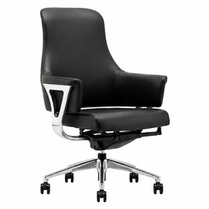 9011A Mid Back Leather Chair - Black