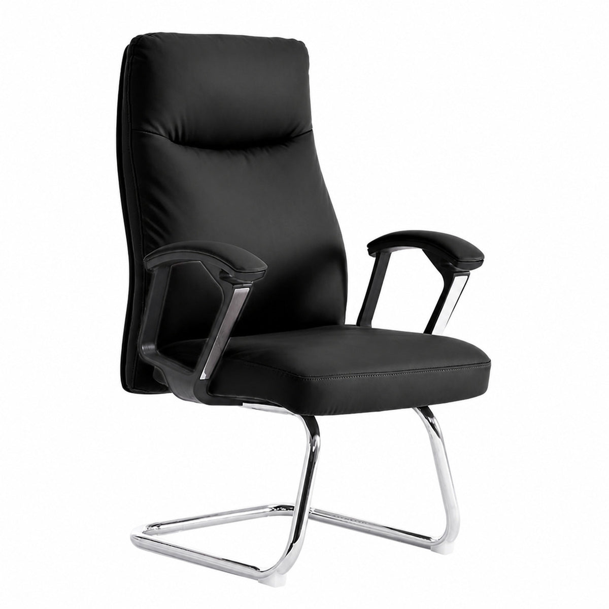 811C Mid Back Leather Guest Chair - Black