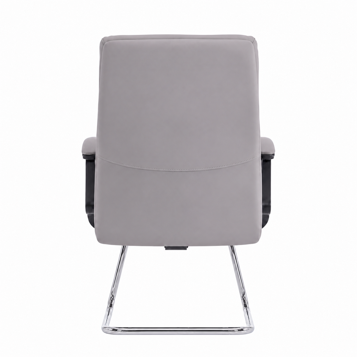 811C Mid Back Leather Guest Chair - Light Grey Front view