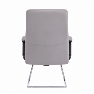 811C Mid Back Leather Guest Chair - Light Grey Front view