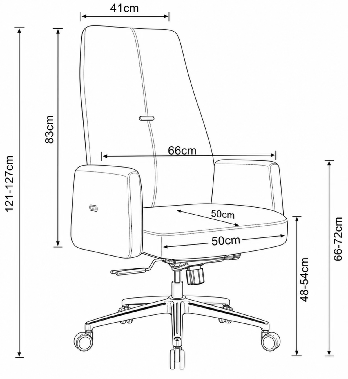 815A High Back Leather Chair Dimensions