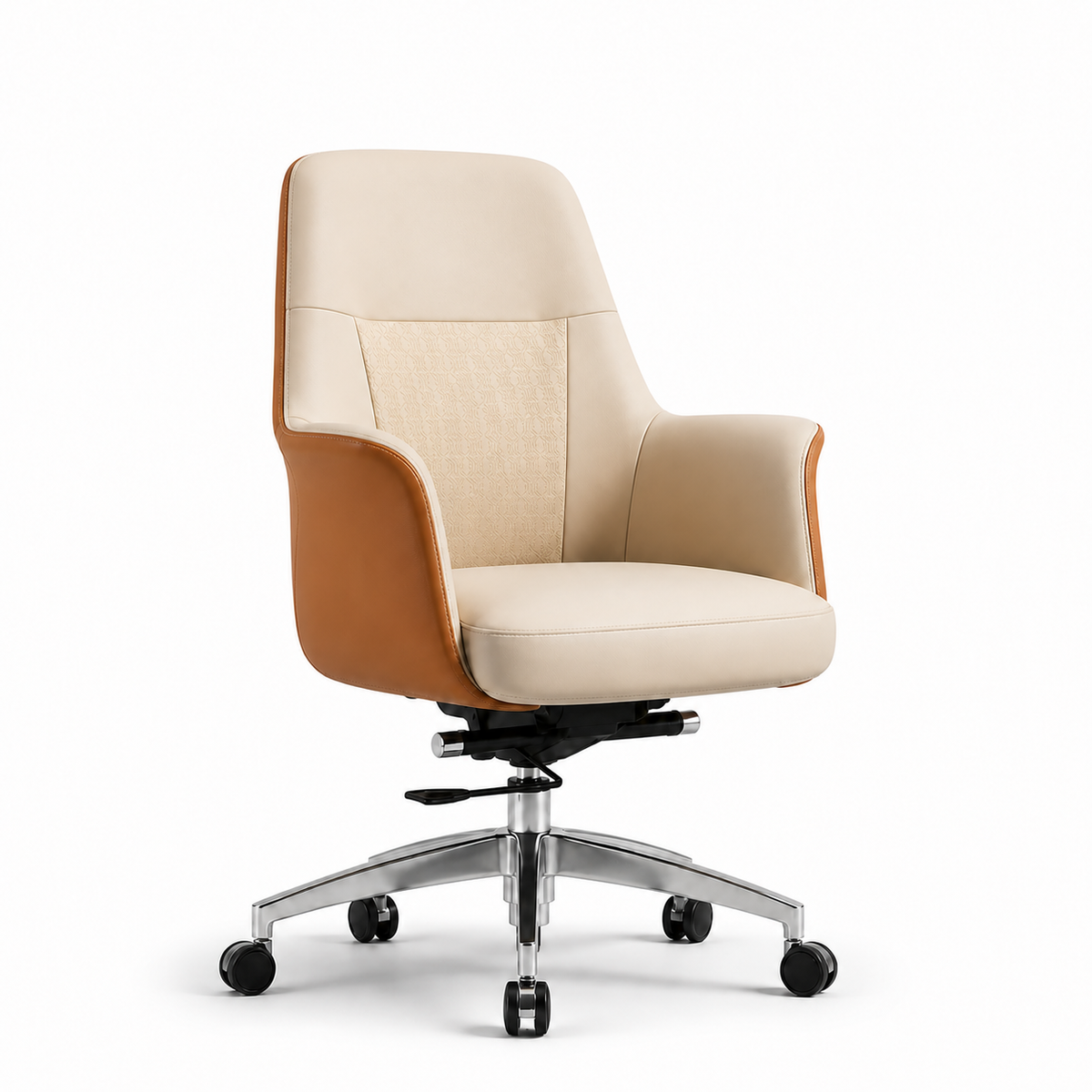 B2601-1 Mid Back Leather Chair - Cream