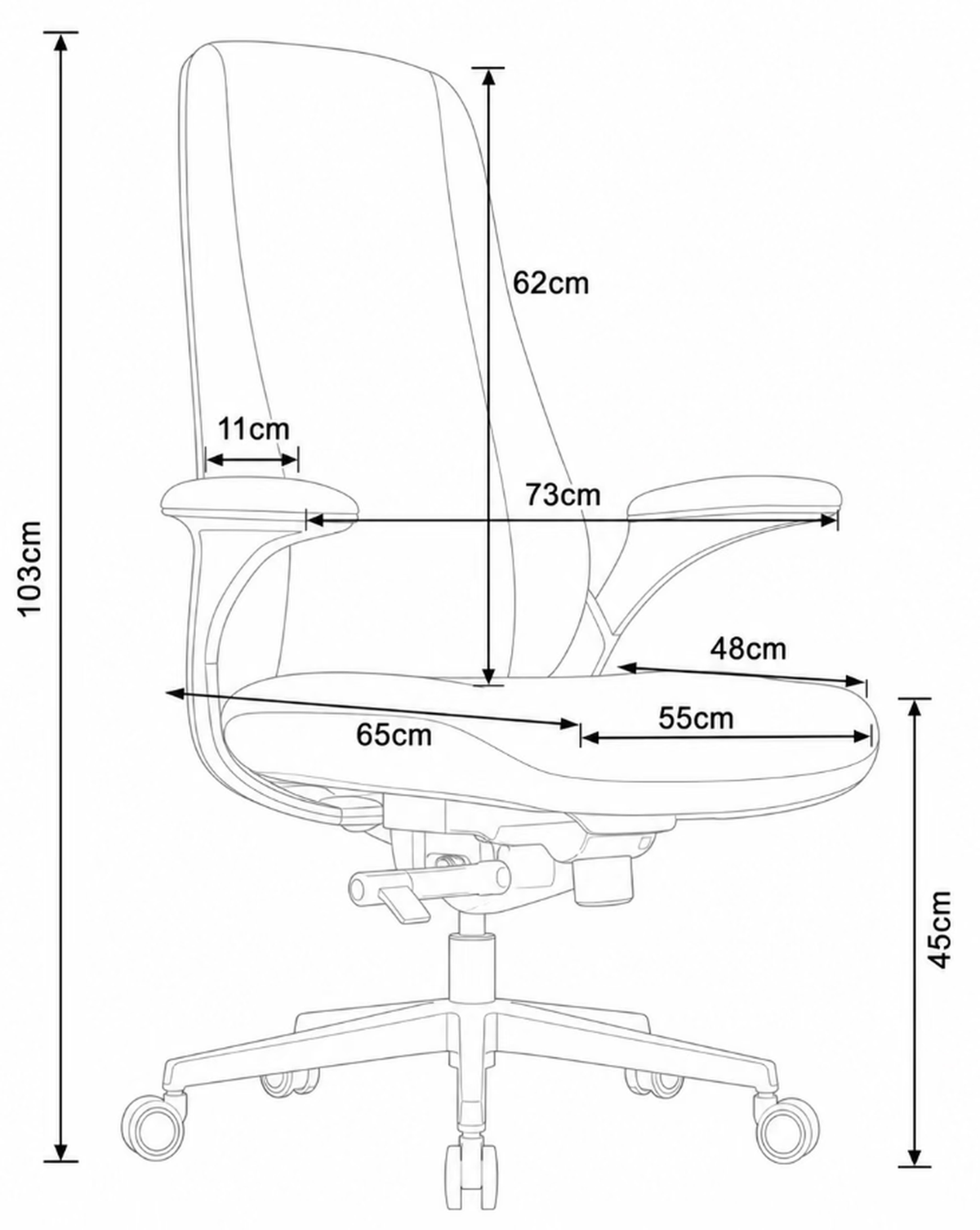 GATSBY Mid Back Leather Chair Dimensions