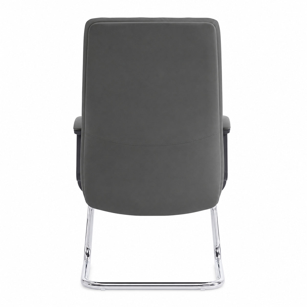 811C Mid Back Leather Guest Chair - Dark Grey Front view