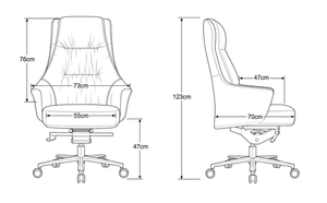 8597A High Back Leather Chair Dimensions