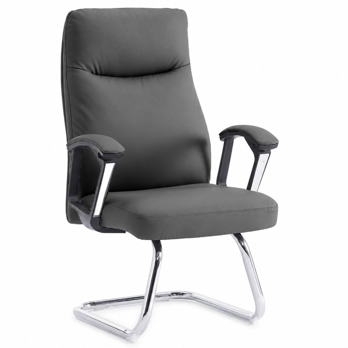 811C Mid Back Leather Guest Chair - Dark Grey